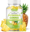 softbear Clorura de potasiu Gumiile 1200mg, Gumiile de potasiu fără zahăr pentru adulţi Suportul pentru picioare Crampe de mare potenţă Clorura de potasiu Supliment, Ananas Flavor 60 Conte