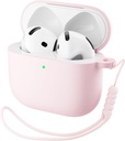 ORNARTO pentru AirPods 4 Case, Soft Silicon Acoperi complet de protecție cu LED-uri vizibile, Compatibil cu AirPods 4th Generation 2024 - Crek roz