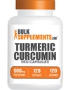 BulkSupplements.com Turmeric 500mg Extract capsule - Curcumina Suplimente, Curcumina Turmerica - Gluten gratuit,120 Veg Capsule (Pachet de 1)