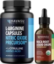 HAVASU NUTRITION Picături lichide organice Maca rădăcină (60 Servings) & L Arginine L Citruline Supliment (30 Servings)