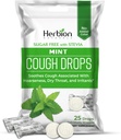 Herbion Naturals Cough Drops, Sugar-Free cu Stevia, Supliment alimentar, Soothes Tuse, pentru adulți și copii de peste 6 ani, 125 picături (Pachet de 5), menta