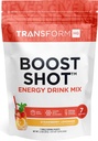 TransformHQ Boost Powder Drink Packets, Strawberry Lemonade, 7 Pack, Suplimente energetice pentru femei si barbati, cu cafeina, vitamina B12, B9, B6 & B3