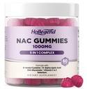6 din 1 NAC Gummies, Chemable N Acetil Cysteine 1000 mg Supliment pentru copii şi adulţi, cu ALA, zinc, vitamina C & E, seleniu, suport antioxidant şi sistem imunitar, aromă de afine, zahăr fără, 60 Ct