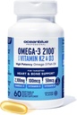 Oceanblue Professional Omega-3 2100 cu vitamina K2 și vitamina D3-60 Conte - Triple Putere Burpless pește ulei Omega-3 Supliment cu EPA, DHA & DPA - Wild Caught - Orange Flavor, 30 Serviri