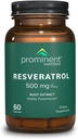 Supliment nutritiv proeminent Resveratrol, suport anti-îmbătrânire și imun, 98% Pure Trans-Resveratrol Supliment, 500 mg, 30 zile de aprovizionare - 1 ambalaj