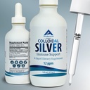Nano lichid de argint coloidal pentru suport imunitar, 12 PPM argint deionizat, 4 Oz sticla de sticlă cu picurator de măsurare, 24 serviri