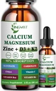 Calciu Magneziu Picături de zinc lichid, Magneziu lichid Glicinat 500mg Calciu 1000mg cu vitamina D3,K2,B6,B12,Coq10 pentru rezistența osoasă, funcția musculară,6X mai puternic decât capsulele Gummies