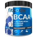 Fitcode Ultra Premium BCAAs cu 5G de BCAA pure cu demonstrat 2:1:1 Raportul de aminoacizi pentru a ajuta la recuperarea post antrenament, creștere musculară Lean, rezistenta, 30 Serviri (Blue Raz)