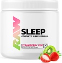 RAW Natural Sleep Aid Supplement - Relaxare Îmbunătățitor și Mood Support cu Melatonina, Magneziu, Zinc, L-Tryptofan și Lemon Balm extract pentru a relaxa și calma Mintea și corpul - 30 Serviri, Căpșuni Kiwi
