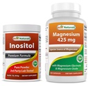 Cel mai bun Naturals Inositol pulbere 1 Lb & Magneziu glicinat 425 mg