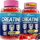 Creatin Monohidrat Gume pentru barbati si femei Gume de antrenament pre cu taurină, vitamina B6 & B12 Creatină Monohidrat mestecabil pentru cresterea fortei, energie, rezistenta, musculare, organice (2 cutii)