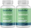 BESTVITE Seleniu 200mcg (360 capsule vegetariene) (2-Pachet) - Fără Stearete - Fără agenți de flux - Vegan - Non-GMO - Gluten Free