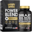 Capsule de alimentare - 30-in-1 Supliment Bundle cu Shilaj 6000mg, Sea Moss 4000mg, Black Seed Oil 4000mg, Ashwagandha 2000mg, 10x Ciuperci, Tongkat Ali, Maca, Holistic Pills Combo