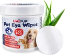 Dog Eye Wipes, Dog Tear Stain Remover pentru câini și pisici, 120pcs Eliminați Eye Descarcare ochi, Nuca de cocos Oil Pisica Ochi Șervețele, Tear Staina pentru câini previne infecțiile oculare, Ingrediente naturale