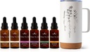 Terapia plantelor Pachetul total de tinctură include 30 ml fiecare din Ashwagandha organică, Ginseng Asian, Echinacea Blend, Elderberry, Lemon Balm, Turmeric & Travel Mug