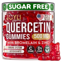 JOYLI Querbetin Gummies - Querbetin cu Bromelain Zinc Vitamina C & Vitamina D3 - Querbetin Supliment 500MG pentru sistemul imunitar & Alergie - Querbetin pentru copii și adulți - 60 Querbetin Chewable