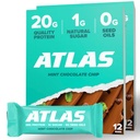 Atlas Proteine Bar, 20g Proteina, 1g zahăr, Ingrediente curate, Gluten gratuit, menta ciocolata Chip (12 Conte, pachet de 2)