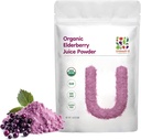 UNLEASH'D ORGANIC Organic Elderberry Juice Powder 16 oz 100% Pure Natural Green Food, bogat în antioxidanți și multivitamine, efecte antioxidante ridicate, antiinflamatorii