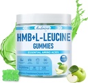 HMB and L-Leucine Gummies, 3000mg, with Trehalose, for Muscle Growth, Muscle Relief and Workout Recovery, for Adults & Elder, Non-GMO, Vegan, Gluten Free, Apple Flavor, 120