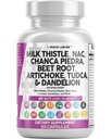 Clean Nutraceuticals Milk Thistle NAC Chanca Piedra Beet Root Artichoke Astragalus Dandelion Root - Liver Cleanse Detox & Reparatii Supliment Plus TUDCA Choline & Ginger - 1Pack