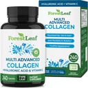 ForestLeaf Multi Colagen Pastile - Colagen Men & Colagen Femei - Hydrolyzed Colagen Suplimente cu vitamina C & Acid hialuronic - Capsule Colagen pentru par, Piele & Nails (240 Capsule Peptide)