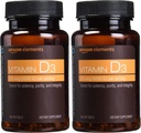 Elemente Vitamina D3, 5000 UI, 180 Softgels, 6 luni de aprovizionare (Packing May Vary), sprijină oasele puternice și sănătatea imună (Pachetul de 2)