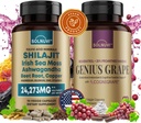 Cognitive Wellness Bundle - Resveratrol Complex & Shilajit Minerale acid fulvin - Sea Moss, Ashwagandha, Clinic testat Cognigrape Red Grape Extract - Non-GMO, Gluten-free, Supliment Vegan