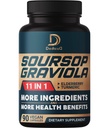 Soursop Graviola Capsules - 3 luni de aprovizionare - 9450 mg per servire - 11 Herbs Elderberry, Curcumin Turmeric, Root ghimbir, Mulgeata de lapte - Mood, Minte, Corp & Suport imunitar - 90 capsule Vegan