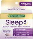 Natura's Bounty Melatonin, Sleep3 Puterea maxima 100% Drug Free Sleep Aid, L-Theanin & Nighttime Herbal Blend Time Release Technology, 10mg, 30 Tri-Layered Tablets