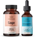 HERBAMAMA Sage and Ashwagandha Kit - Bundle of 1000 mg Sage Leaf Capsules & Ashwagandha Root Tincture 2 fl oz - Vegan, Non-GMO, Sugar & Alcool-Free - 2 Pack