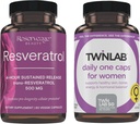Rezervare Beauty Resveratrol 500 mg - Susţinut-Release Trans-Resveratrol - Vegan Antioxidant Supliment pentru Brain & Heart Health 60 Capsule & Twinlab TWL Femei zilnic One 60 ct