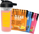 Animal Clear Whey Proteine Izolate Sampler Pack & Shaker Sticla - Deliciously Juicy 20g Proteina, Pepene verde, Acai, Ananas Orange, 3 Pachete de unică servire