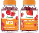 Vitamină vie B12 + rădăcină de sfeclă, gumă de mestecat Bundle - mare Tasting, Supliment de vitamine, gluten gratuit, OMG-uri gratuit, masticabil