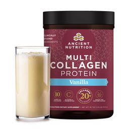 Nutriție antică Colagen Peptides pulbere, Multi Colagen Proteina, Femei & Bărbați, Vitamina C, Probiotice, Hidrolized Colagen, Sprijină Piele, Articulații, Sanatate Gut, Vanilie, 45 Serviri