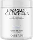 Codeage Liposomal Glutatione pulbere - 1000 mg Vegan redus L-glutation per servire, Livrare lipozomal - 2 luni de aprovizionare - Nearomat - Fosfolipid - Non-GMO Gluten-Free - 2,22 Oz
