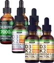 NUSAVA Strawberry Arovă D3 K2 picături, Vanilla arostat D3 K2 picături, & Clorofile picături lichide Bundle - Pottent lichid vitamine pentru inimă, comun, energie, și suport imunitar - non-GMO, gluten-free, 2pk