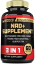 3in1 NAD+ Supliment 1200Mg - Nicotinamidă Ribozidă cu Trans Resveratrol şi Querbetin - activitate celulară, imună, sănătate în vârstă - 60 Conte de aprovizionare timp de 30 zile