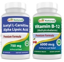 Cele mai bune naturale Acetil L-Carnitina și Alpha Acid lipoic 750 mg & Vitamina B-12 6000 mcg