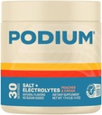 Podium Nutriție Sare de formare + Electroliti Pulbere, Peaches & Cream, Post Workout Hydration & Muscle Recovery Support, Electrolite Drink, Magneziu, Potasiu, Calciu & Sare de sodiu, 30 Serviri