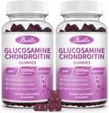 2 Pachet Glucosamină Chondroitin Gummies Extra Putere w/MSM, Elderberry, Acid hialuronic-Chestible supliment de sprijin comun pentru femei,Men,Adults-Antioxidant suport pentru confort comun și mobilitate