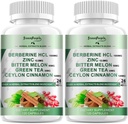 GREENPEOPLE Berberine Supliment cu Ceylon Scorțișoară - 120 Conte Berberine 1500mg Capsule Berberine HCL cu Bitter Melon/Extracte de artichoke & plante aromatice naturale pentru suport imun 2 ambalaj