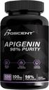 Apigenin Supliment 100mg de extract de musetel 120 Număr - 98% puritate- Apigenin Suplimentul pentru somn, Mood, Cognition, Sănătatea prostată - Ajutor de somn excelent, Non-GMO, Nu Fillers - 4 luni de aprovizionare