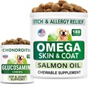 BARK&SPARK Glucosamine Dog Treats + Omega 3 pentru câini Bundle - Hip Support and Joint Pain Relief Supplement + Fish Oil Chews for Shedding, Skin Allergy, Itch Relief, Skin and Coat Supplement