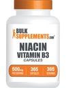 BulkSupplements.com Capsule de niacin - Supliment de niacină, Vitamina B3 - Gluten Free, 1 capsulă per Serving, 365 capsule (Pachet de 1)