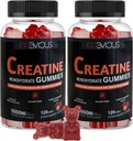 Creatin Monohidrat Gumries 240 pentru bărbaţi şi femei- 5g, zahăr-gratuit Gummy pre-workout W/L-Taurină, Betaine Anhydrous, Alpha GPC, vitamina B12, gume masticabile pentru forţă musculară şi energie Boost (2 ambalaj)