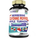 Cayenne Pepper Suplimente Extract capsule, 180 Capsule & Berberine, Apple, Curcumin Turmeric, Bitter Melon, Ginseng, Milk Thistle 