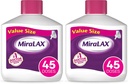 MiraLAX Gentle Constipation Relief Laxative Powder, Stool Softener cu PEG 3350, Funcționează natural cu apă în corpul dumneavoastră, Fără efecte secundare dure, Laxativ osmotic, 1 medic recomandat (Pachet de 2)