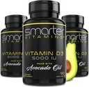 (3 ambalaj) Vitamină mai inteligentă D3 5000 UI în ulei de avocado 125mcg 270 Mini Softgels