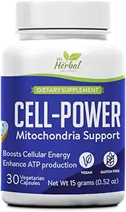 Suport mitocondrial CellPower - Energie mitocondrială Boost Suplimentul plantei - Suport natural pentru creșterea producției ATP & Vitalitate celulară - 100% Natural și Herbal
