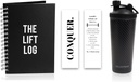 Sticla de Shaker Proteina din Otel inoxidabil, Sticla de apa izolata cu Black Carbon Fiber Wrap & Workout Journal cu semn de carte 6 Luna nedatat Daily Fitness Journal